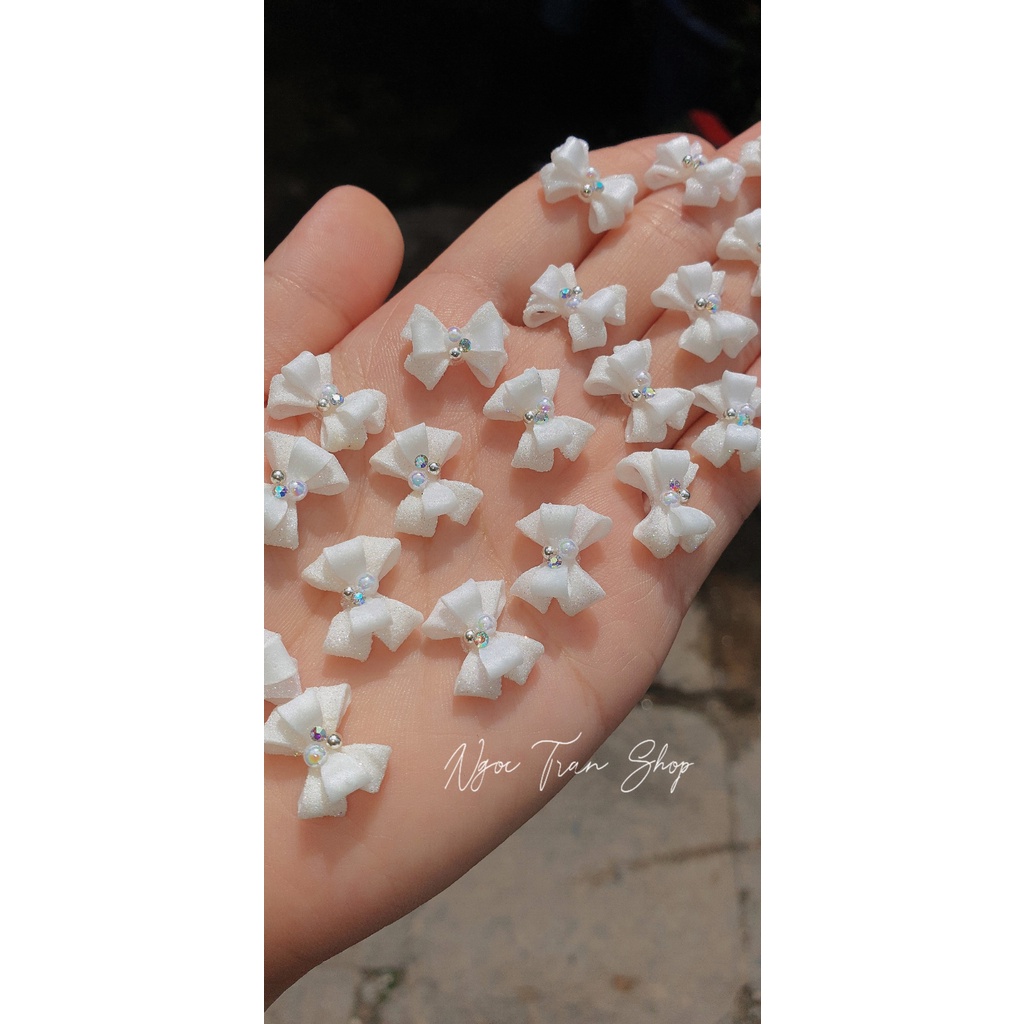 Nơ Nhũ Rắc Lấp Lánh - Nơ Bột Đính Móng 12NB