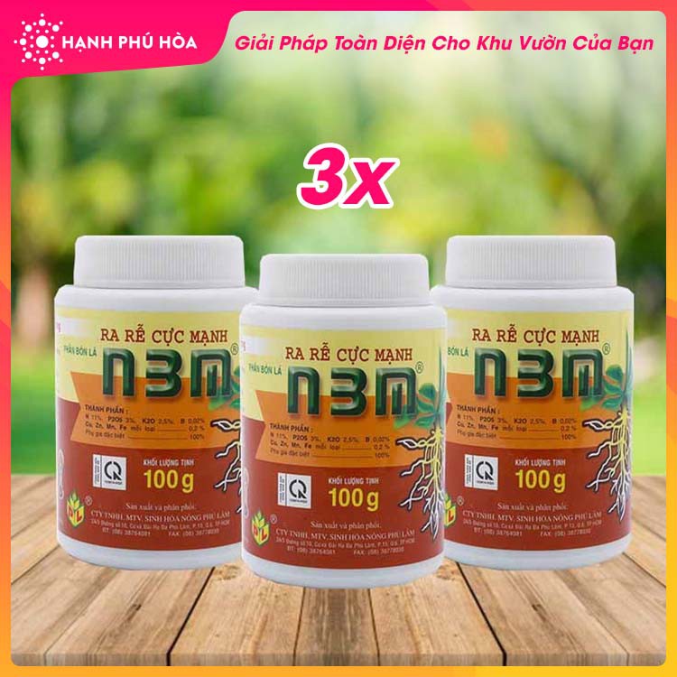 COMBO 3 Lọ Phân Bón N3M (100g/Lọ)- Kích Thích Ra Rể Cực Mạnh, Phục Hồi Rễ Suy Yếu, Giúp Cây Đâm Chồi Mới, Tăng Đậu Trái