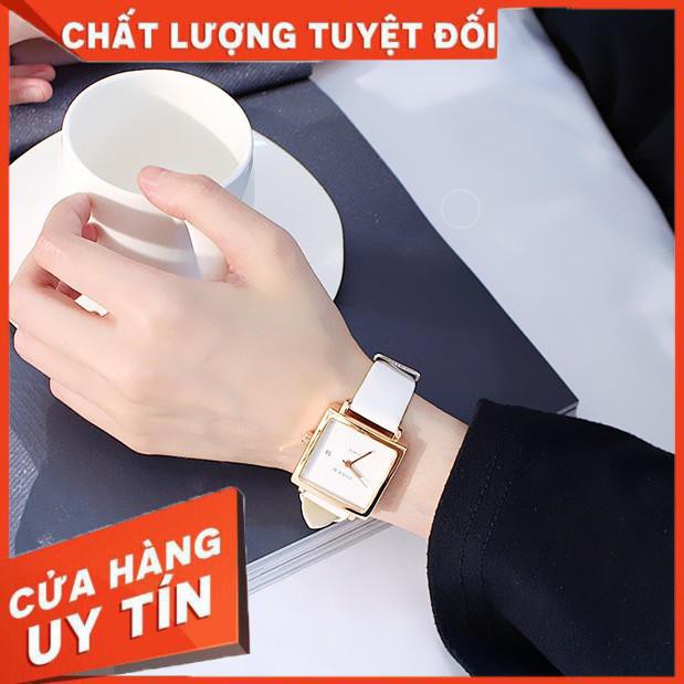 [SALE 50%] Đồng hồ thời trang nữ VISER dây da, có lịch ngày, mặt vuông tuyệt đẹp