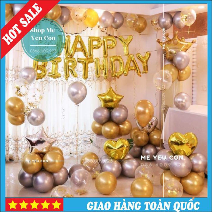 🌸SHOPEE TRỢ GIÁ🌸 Set Trang Trí Sinh Nhật Bóng Siêu Nhũ Siêu Hot