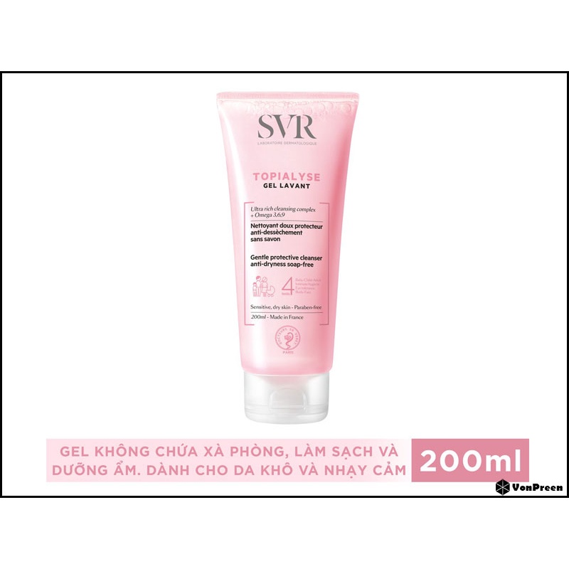 Gel làm sạch không chứa xà phòng SVR TOPIALYSE Gel Lavant 55ml/ 200ml