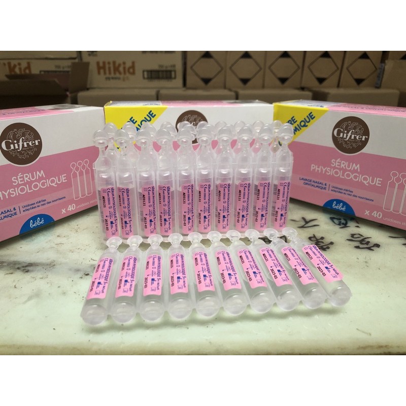 Muối hồng sinh lý Gifrer hộp 40 tép Nước muối sinh lý Physiodose 40 tép