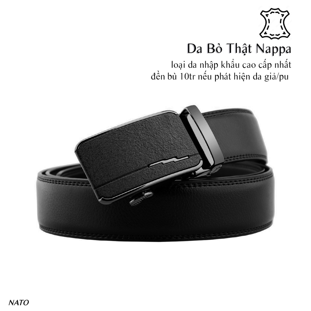 Thắt Lưng Nam LEATHER Khóa Tự Động Da Bò Thật Cao Cấp Bền Đẹp Sang Trọng Công Sở Thời Trang Đi Làm Học Dây Nịt Tăng NATO