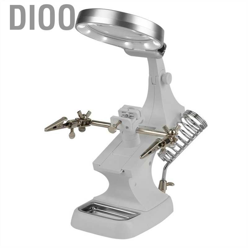 Dioo LED Light Magnifier Stand Table Glass Clamp Station Soldering with 10 pcs White Lights