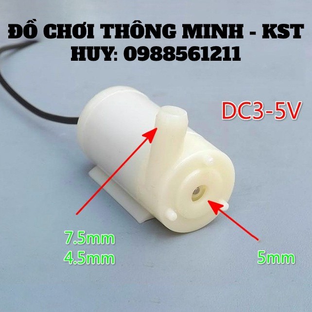 Máy Bơm Chìm Mini 3V - 5V. Bơm mạnh và êm, lưu lượng 1.2~1.6L / 1 phút.