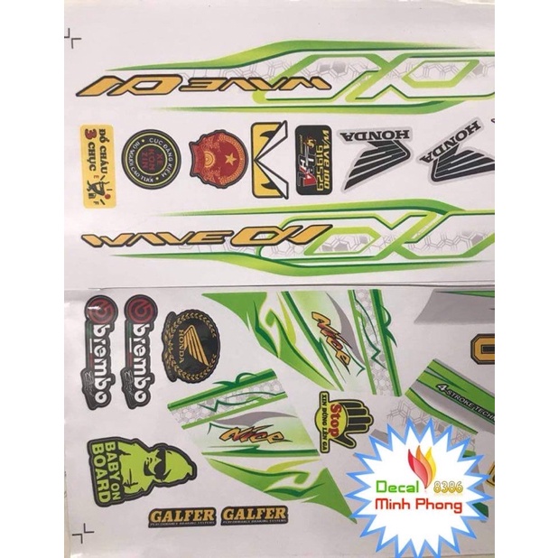 Tem wave 100-50cc xanh nõn chuối