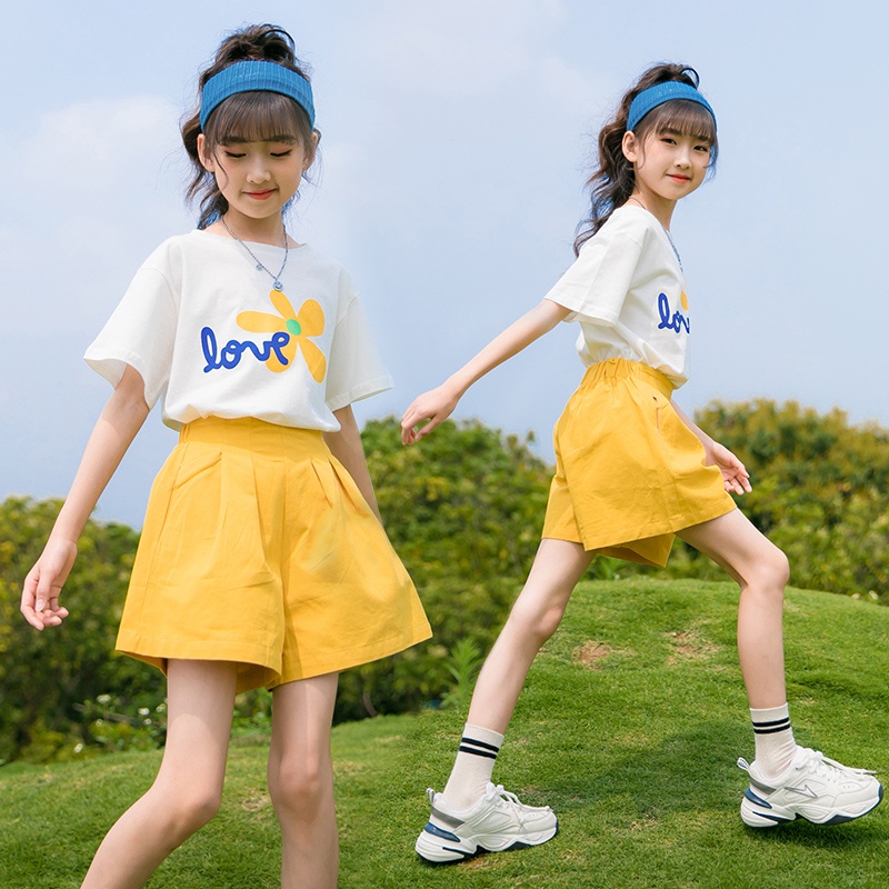 Bộ quần áo mùa hè cho bé gái 18-45kg mẫu MION Hoa Vàng. MA28. (Mua 2 Sản Phẩm trở lên Tặng kèm dây buộc tóc cho bé)