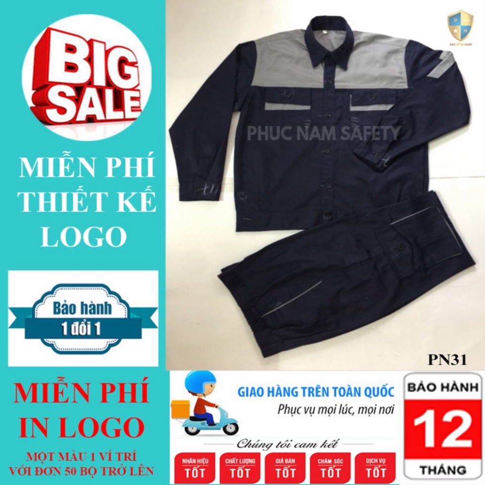 Bộ quần áo bảo hộ lao động màu tím than phối ghi đậm PN-31,quần áo bảo hộ lao động vải Kaki, BHLĐ PHúc Nam [DOO SAFETY]