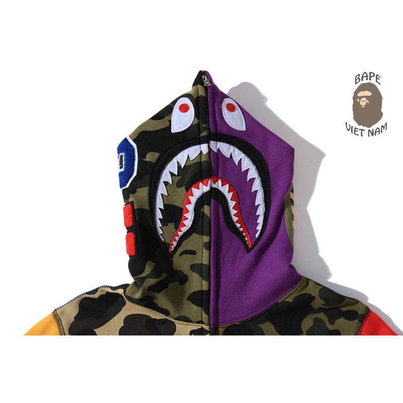 [ODER + FREESHIP] Jacket Bape Shark Many Color fullzip , Áo khoác Hoodie Bape Cá Ngáo SeaSon 2021
