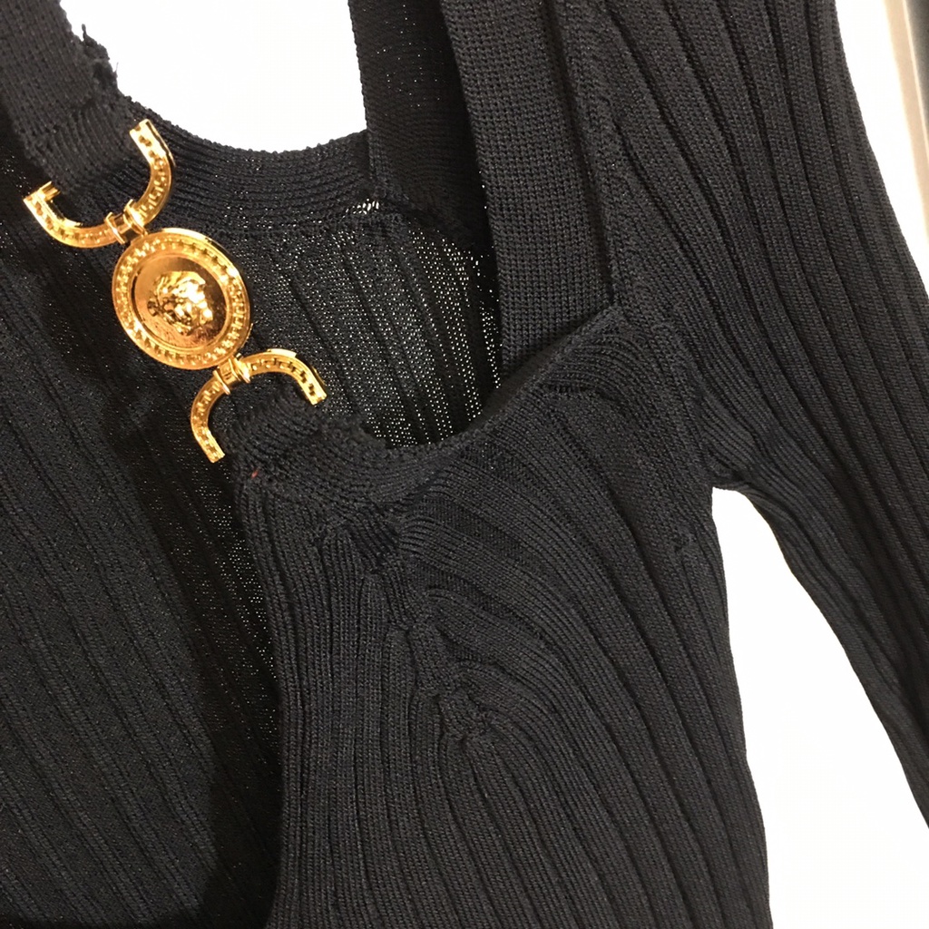 Váy len nữ thời trang cao cấp Versace thiết kế ôm sát, co giãn, phong cách quyến rũ, thu hút
