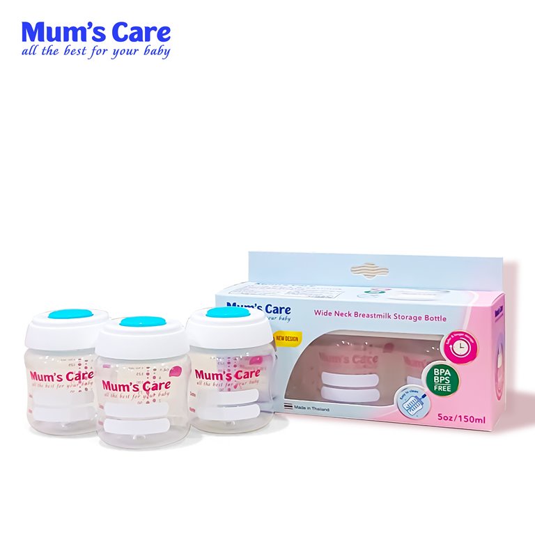 Bộ 3 Bình Trữ Sữa Mẹ Cổ Rộng 150ml Mum's Care Không BPA &amp; BPS - Thái Lan