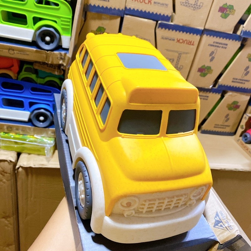 Hỏa tốc-Có hộp-Video Ảnh thật-Xe Buýt trường học có nhạc đèn mô hình nhựa an toàn màu sắc sinh động cho bé