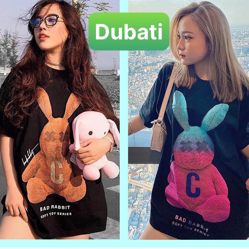 ÁO THUN NAM NỮ HÌNH THỎ, ÁO THUN TAY LỠ PHOM FROM RỘNG, ÁO ĐÔI CHẤT VẢI COTTON - DUBATI FASHION