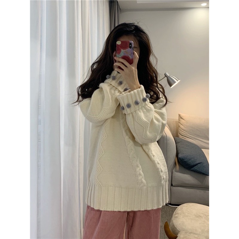 ( có tách set) Set áo len trắng quần nhung hồng ullzang