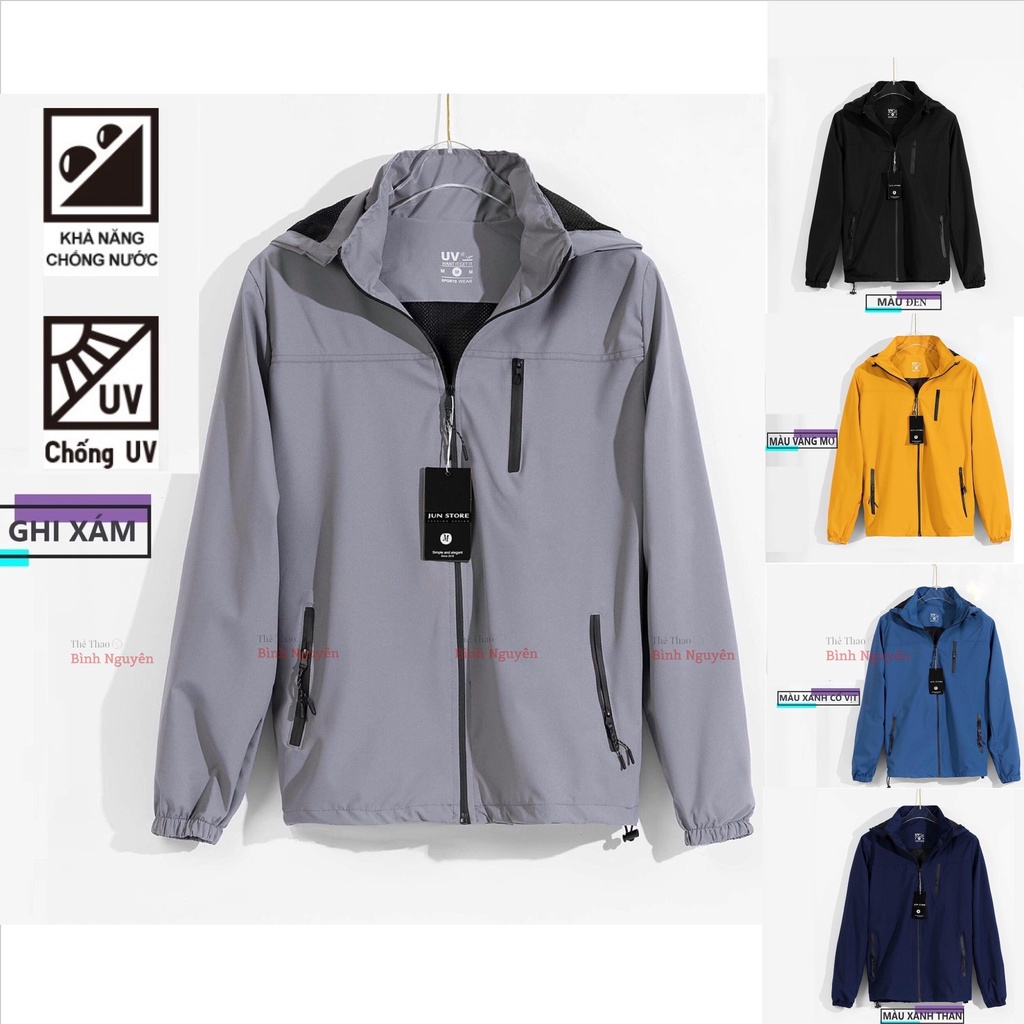 Áo khoác gió chống thấm nước nam nữ 2 lớp tráng bạc, cản gió, tia UV, hàng cao cấp xuất khẩu