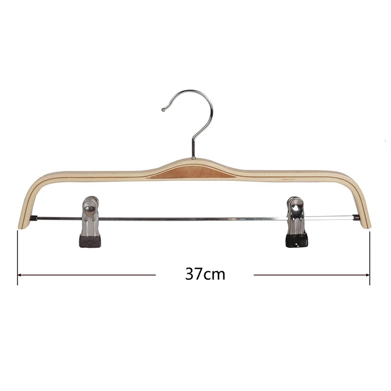 Set 10 Móc Treo Quần Áo Bằng Gỗ Trơn Kèm Kẹp Chống Rỉ Sét