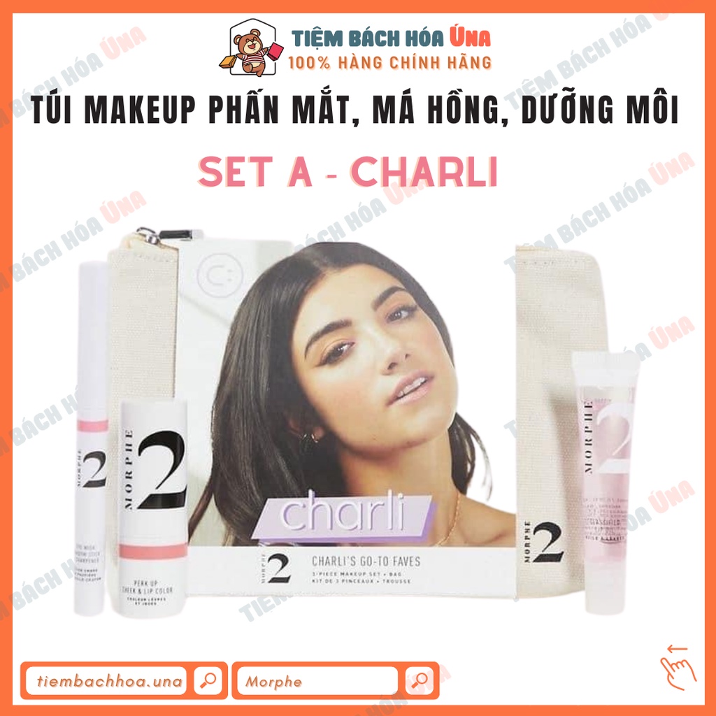 Túi makeup phấn mắt, má hồng, dưỡng môi Morphe CHARLI và DIXIE’S GO-TO FAVES 3-PIECE