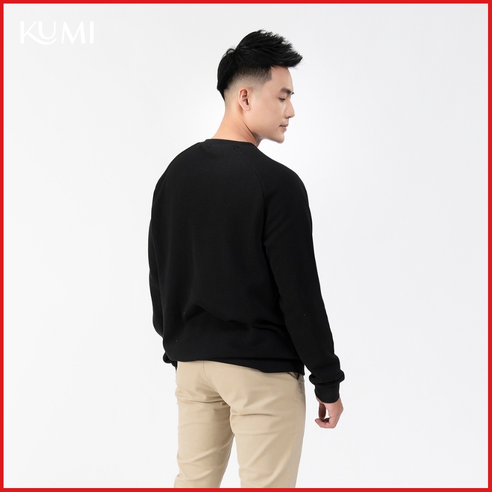 Áo Nỉ Nam Unisex Túi Khóa Tay Chất Nỉ Bông Cao Cấp, Áo Nỉ Trơn Basic Cao Cấp Cổ Tròn Kumi Fashion - Đen | BigBuy360 - bigbuy360.vn