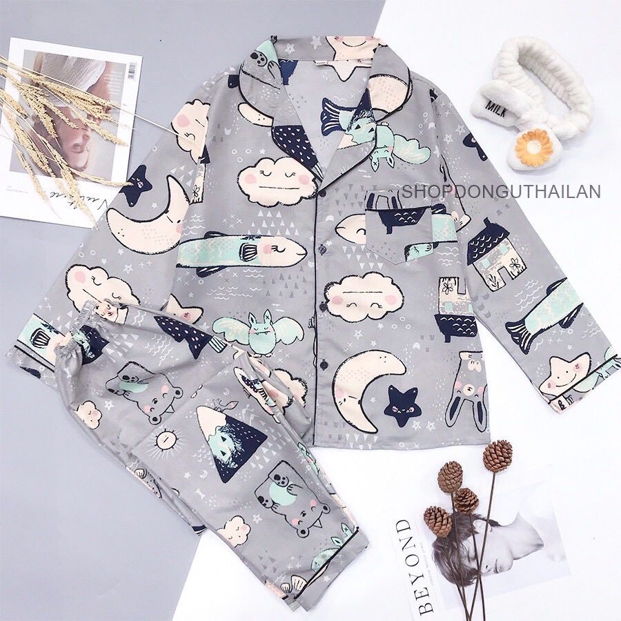 Đồ bộ pijama tay dài quần dài Kate mềm freesize