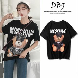 Áo Thun Cotton Tay Lửng Dáng Rộng In Họa Tiết Gấu Bông Nhiều Màu Sắc Thời Trang Mùa Hè