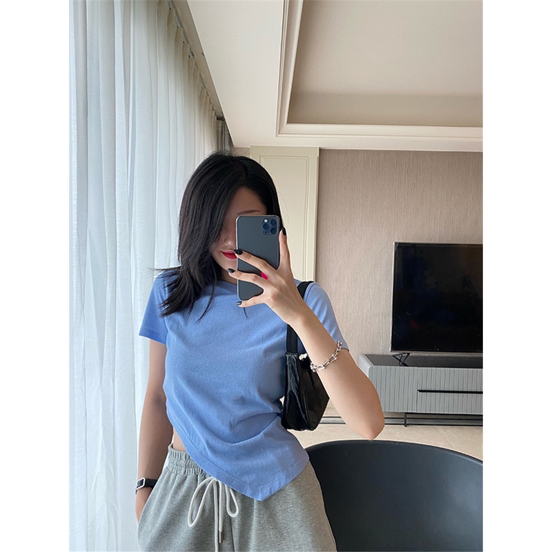 SUXI Áo croptop màu trơn kiểu dáng thời trang độc đáo cho nữ