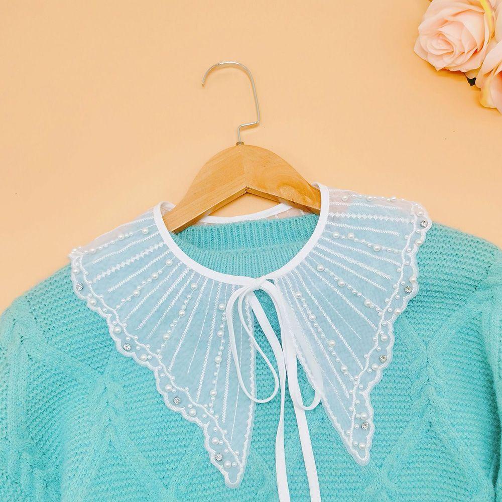 Cổ Áo Rời Phối Ren Hoa Hồng