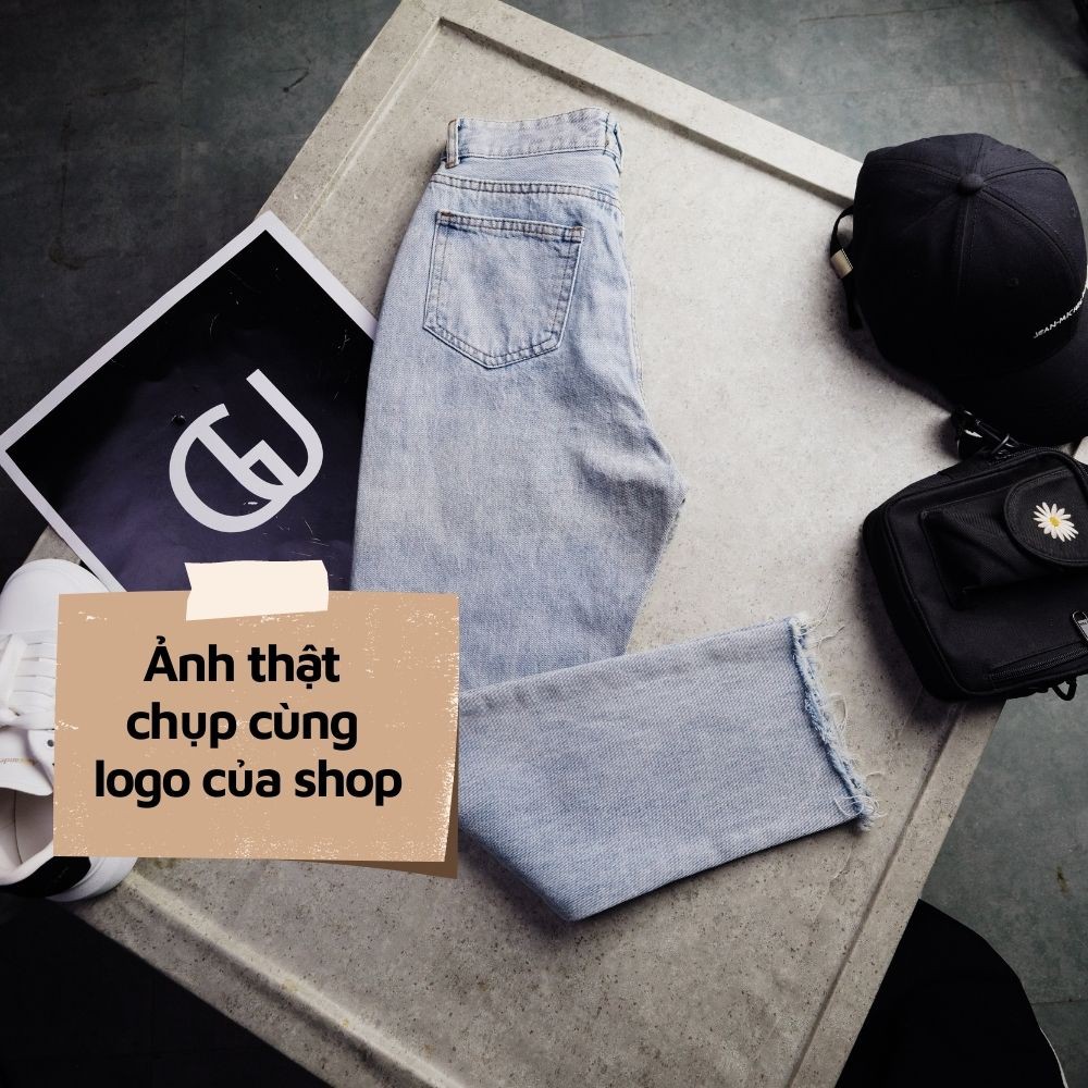 Quần Jean Nữ Dáng Baggy Thương Hiệu GUF Cạp Cao Có Chỉnh Eo GUF