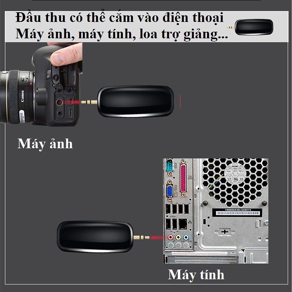 MICRO THU ÂM cài áo không dây Livestream,Thu âm, quay video từ xa tương thích điện thoại, PC, Laptop Cắm jack 3,5mm