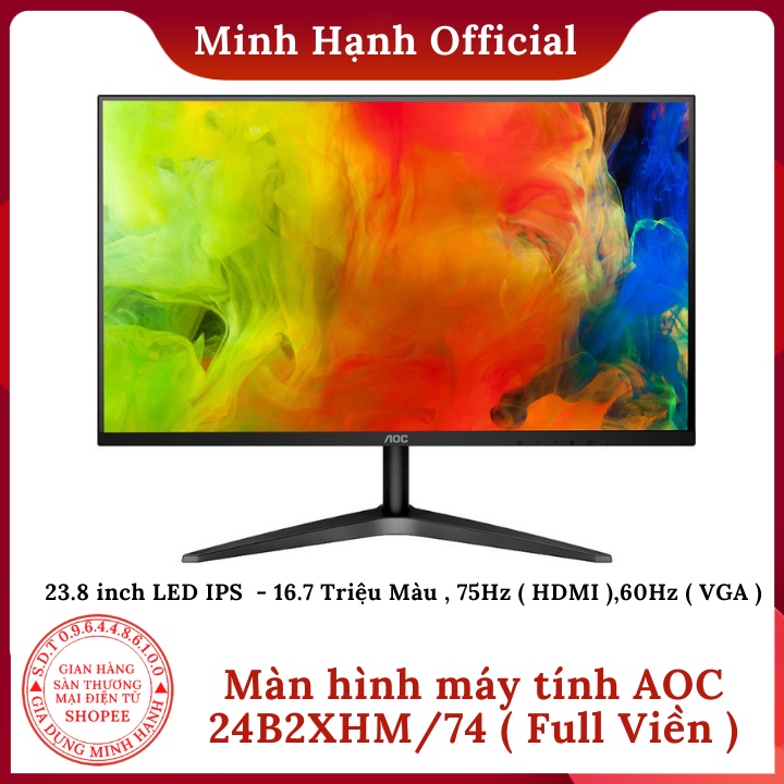 Màn hình máy tính AOC 24B2XHM/74 (23.8inch/FHD/VA/75Hz/6ms/250nits/HDMI+VGA) [FULL VIỀN] Minh Hạnh Official