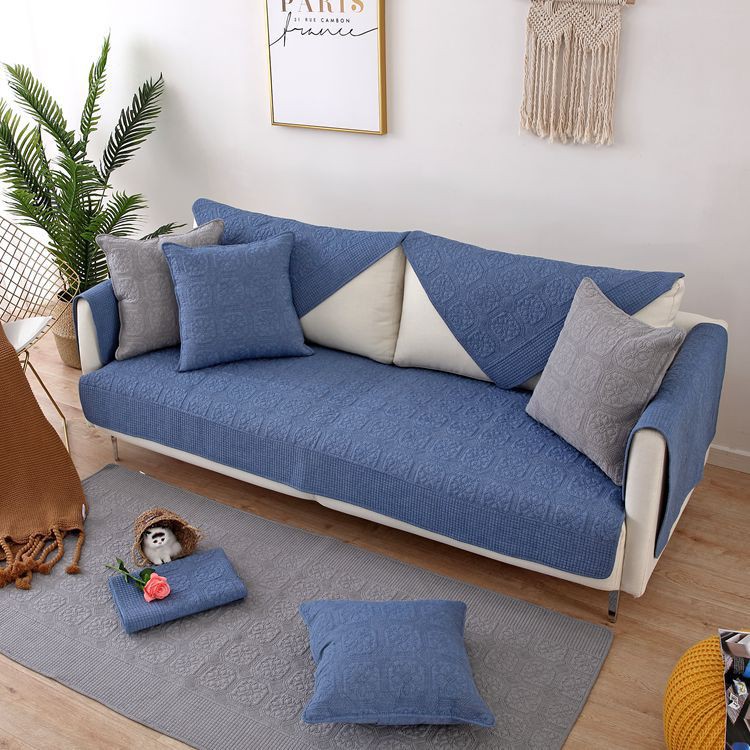 Đệm sofa bông chần gòn thêu xuyên biên được bán cho Hàn Quốc bán buôn khăn trải sofa cotton chống trượt