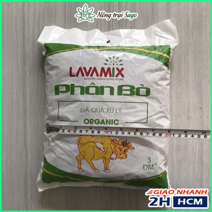 Phân Bò Hữu Cơ LAVAMIX Đã Qua Xử Lý - Không Mùi, Giàu Đạm Hữu Cơ, Giúp Cây Phát Triển (túi 3dm3) - Nông Trại Sago