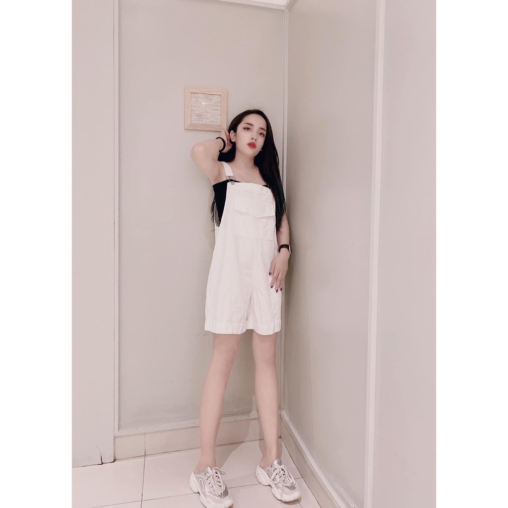 Quần Short Yếm Nữ Ống Rộng Chất Jean Dày Đẹp Form Rộng Thời Trang Có Túi Nắp - 115