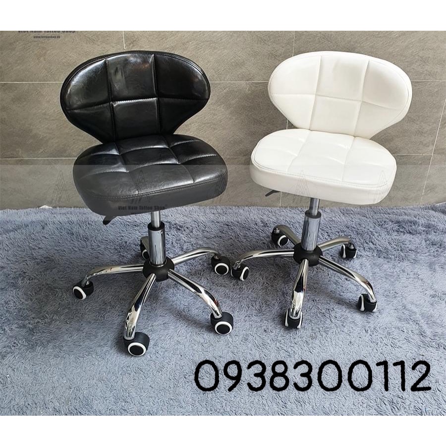 Ghế xoay tựa lưng chân nhện bánh nhựa tốt hàng cao cấp sẵn 2 màu đen, trắng.