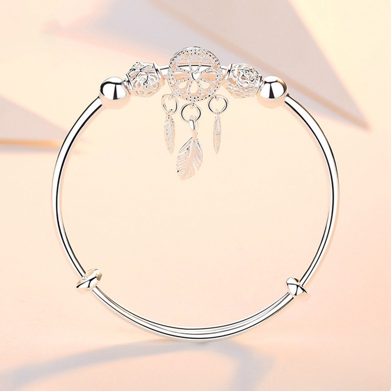 Vòng tay mạ bạc 925 đính đá zircon hình dreamcatcher thời trang xinh xắn cho nữ