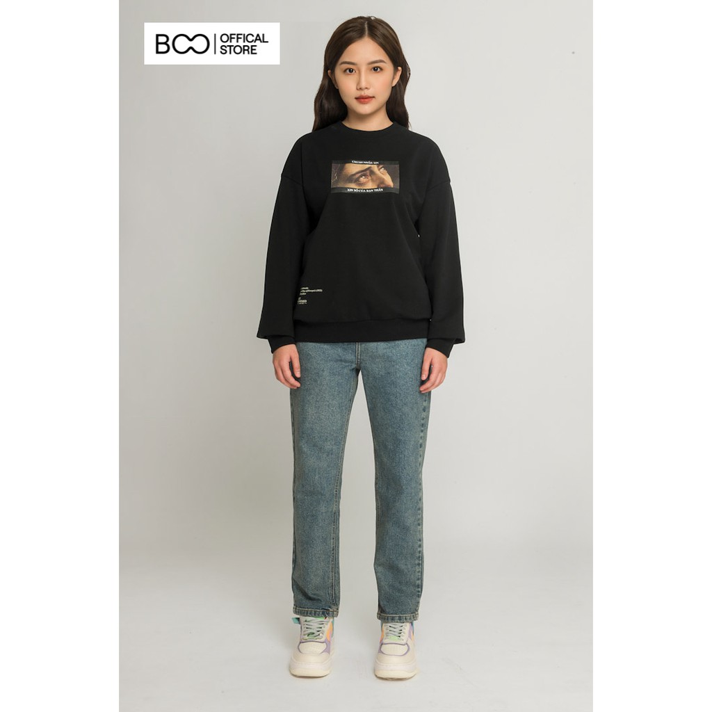 Áo Sweater nỉ không mũ nữ BOO oversized Form Rộng tay phồng in hình "Crush Nhắn Tin Xin Số Bạn Thân" Dành Cho GEN Z | BigBuy360 - bigbuy360.vn