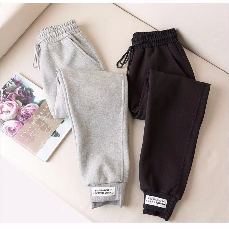 Quần thể thao eo cao ống rộng phong cách năng động thời trang 2021 cho nữ