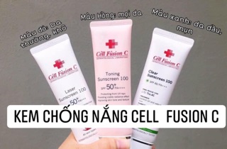 (CÓ SẴN AUTHETIC) Kem chống nắng Cell Fusion C Laser / Clear / Toning Suncreen Đỏ / Xanh / Hồng