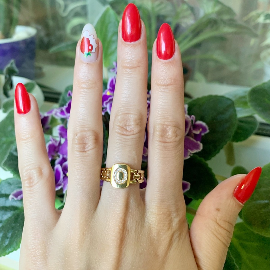 Hàng Mới Về Nhẫn Chữ Cái Hở Thiết Kế Mở Có Thể Điều Chỉnh Phối Dây Đồng Hồ Từ A-Z Đính Đá Zircon
