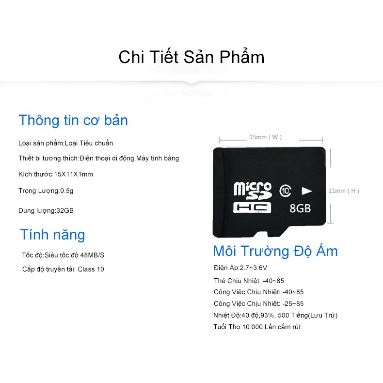 Thẻ Nhớ Micro CLASS 10 Chịu nhiệt chống dùng cho các thiết bị có dùng Thẻ TF