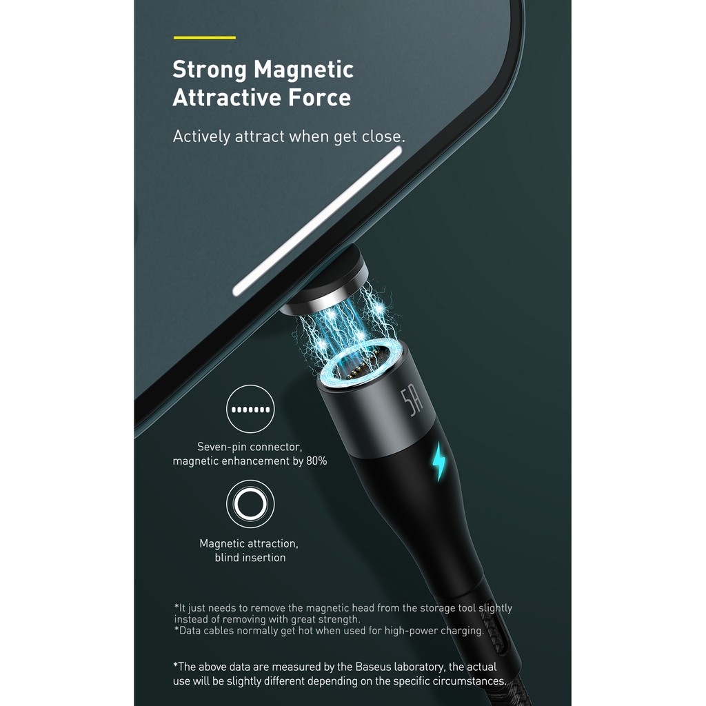 Cáp từ hỗ trợ sạc nhanh Baseus Zinc Magnetic Gen5 Safe Fast Charging Cable