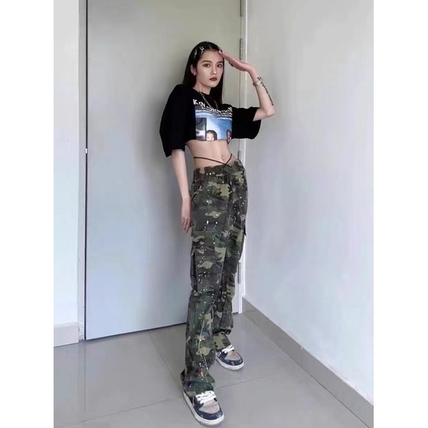 CAMO CARGO PANTS - QUẦN ỐNG SUÔNG RẰN RI