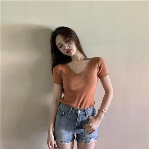 Áo Thun Ôm Dáng Cổ Tim Xinh Xắn Dành Cho Nữ