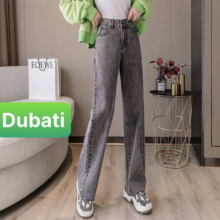 QUẦN BAGGY JEAN NỮ XUÔNG CHẤT BÒ ĐEN XÁM XANH ỐNG SUÔNG RỘNG DÀI LƯNG CAO NÂNG MÔNG HOT MÙA HÈ- DUBAITI FASHION