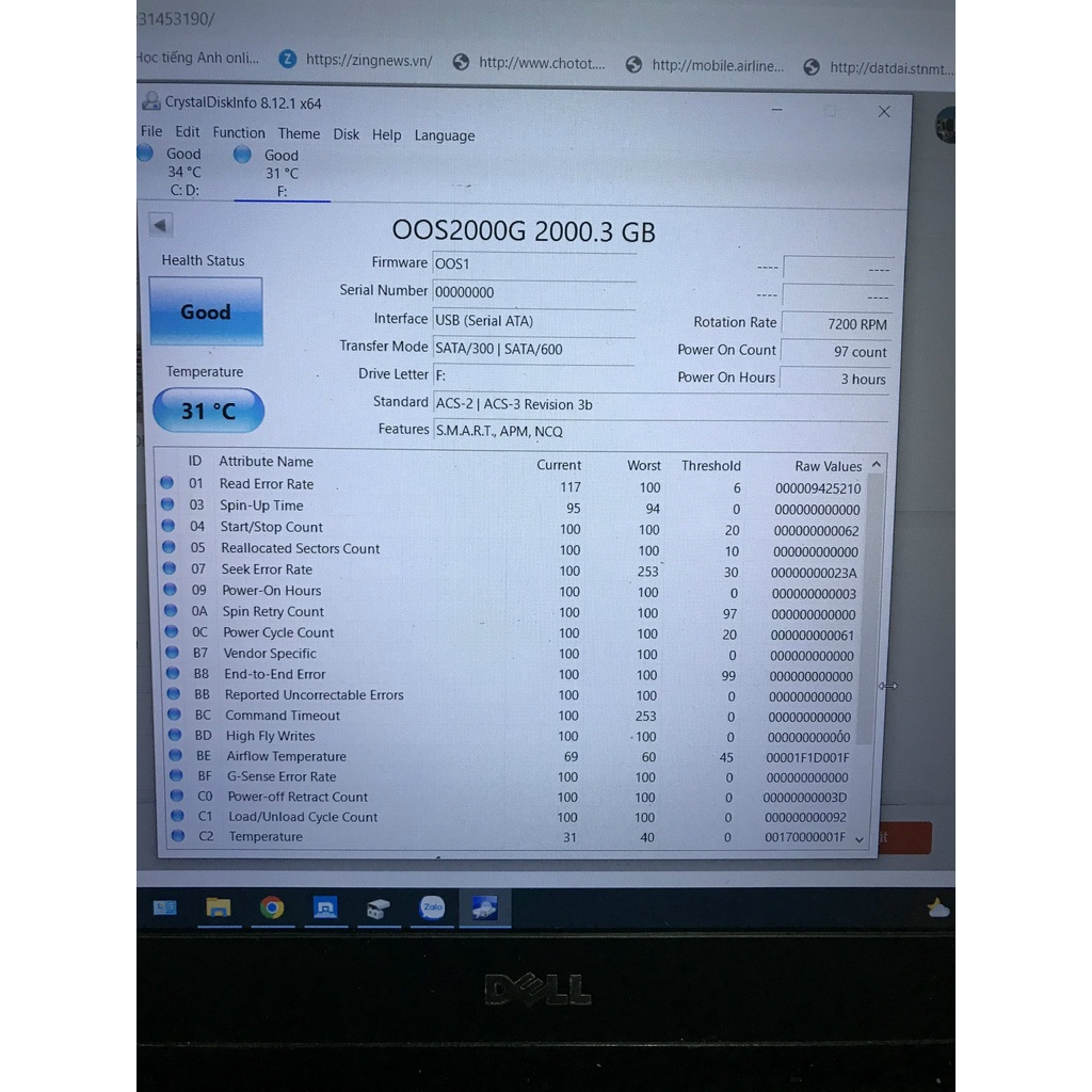 Ổ cứng HDD PC 3.5 SATA 3 250G, 500GB, 1TB, 2TB  Sức khoẻ tốt BH 1 Tháng