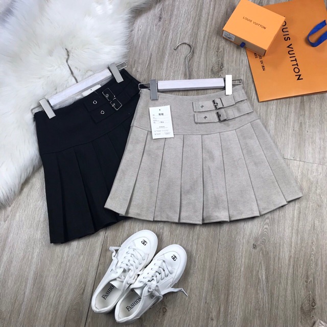 Chân váy dạ xoè đính 2 đai