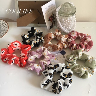 Dây cột tóc srunchies vải hoa cúc Hàn