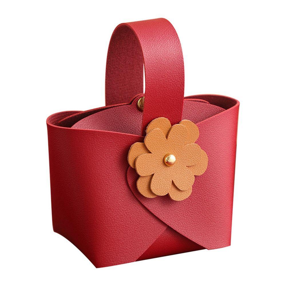 ELEGANT Bộ 5 Hộp Đựng Bánh Kẹo Bằng Da Có Tay Cầm Dùng Làm Quà Tặng Tiệc Tùng