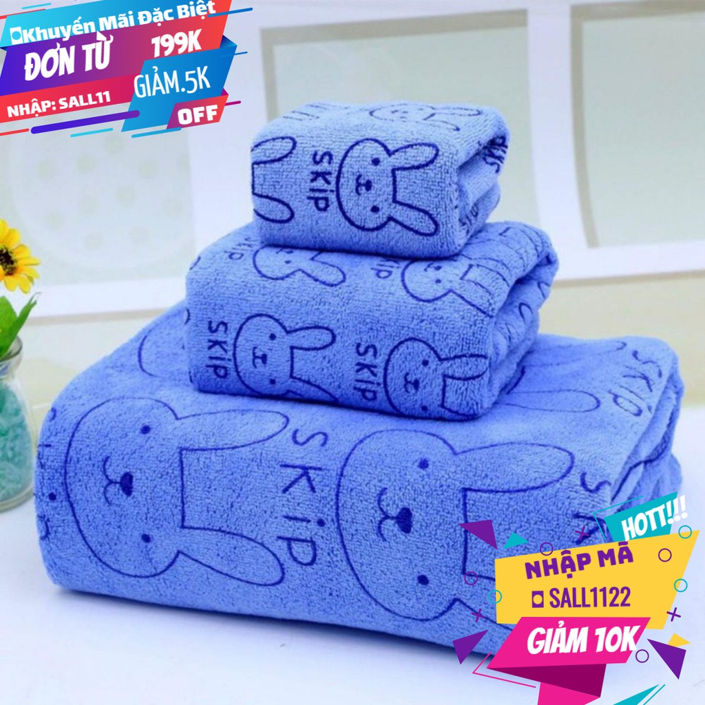 Set 3 khăn nhà tắm sợi cotton mềm mịn