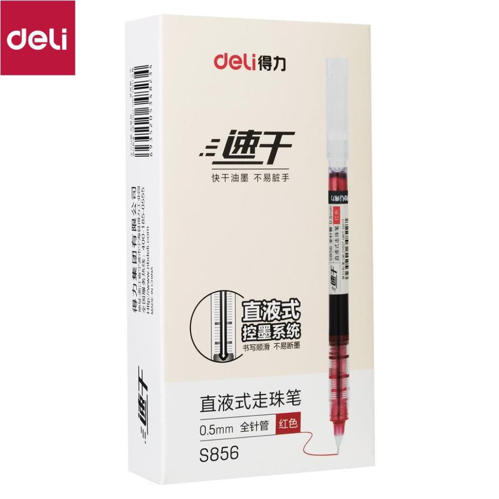 Bút bi nước Deli - 0.5mm - Mực Đỏ - 1 chiếc - S856-DO-01 [Deli]