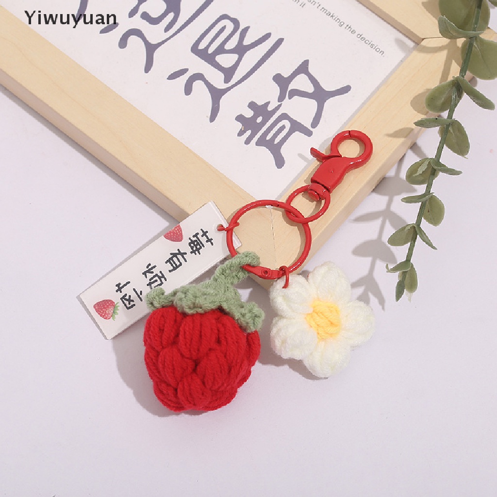 &lt; Yiwuyuan &gt; Mới Móc Chìa Khóa Xe Hơi / Túi Xách / Móc Khóa Hình Trái Cây Quả Đào / Quả Đào Dệt Kim Dễ Thương Cho Nữ